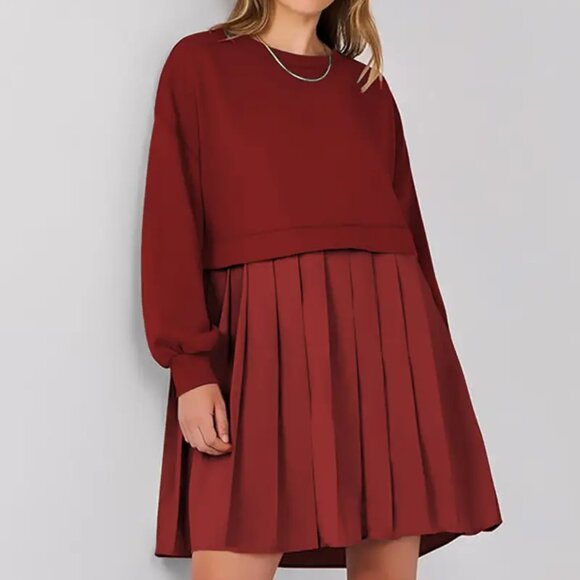 Crimson Smock Sweater Dress - Picture 2 of 4